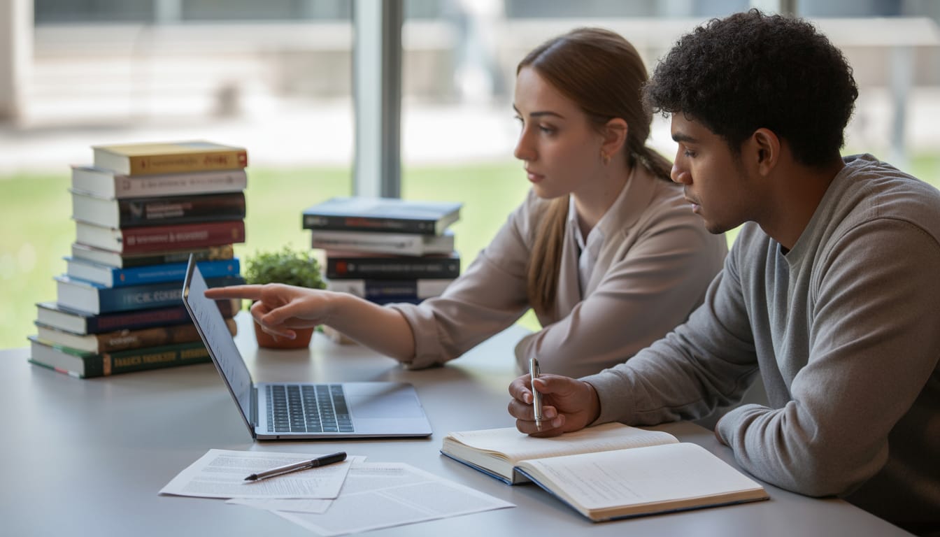 Aluno montando referências bibliográficas do TCC no padrão ABNT 2024 com checklist aberto