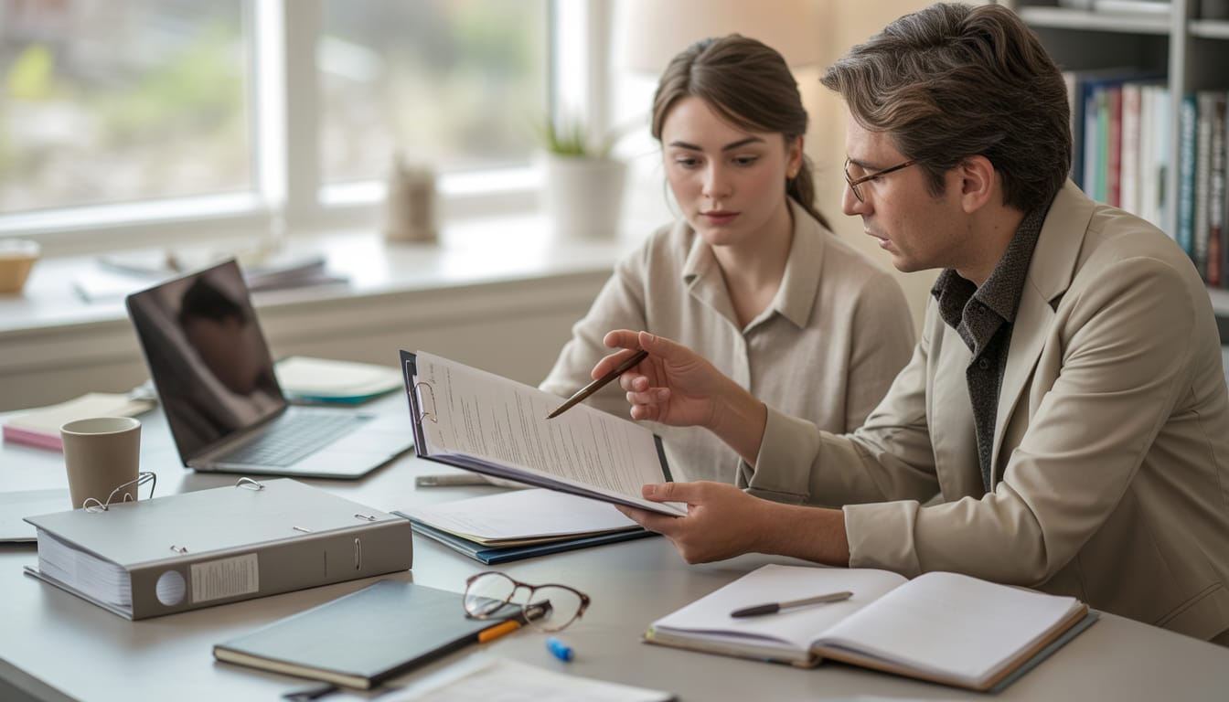 Estudante revisando um trabalho acadêmico com checklist de normas ABNT 2024 e referências bibliográficas